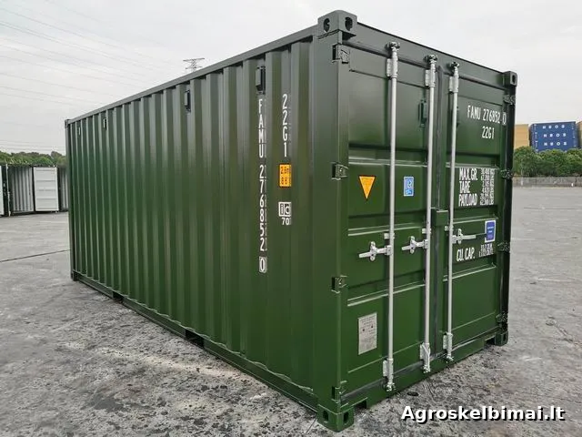 20 ir 40 pėdų konteineriai.