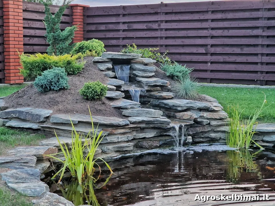 Dekoratyvinių tvenkinių, krioklių įrengimas, renovacija, priežiūra