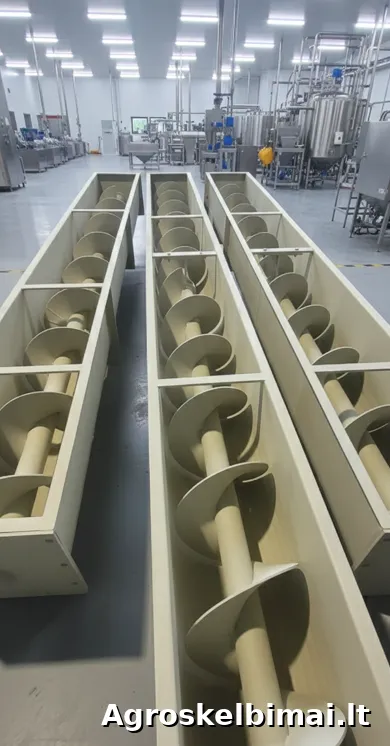 U profilio (loviniai ) didelio našumo sraigtiniai transporteriai