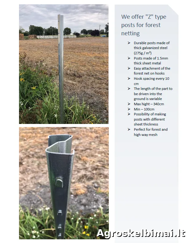 Z profilio stulpai Agro tvoros žemės ūkio reikmėms 