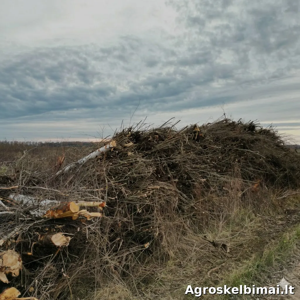 Sutrauktos į krūvas ir paruoštos išvežimui biokuro žaliavos supirkimas