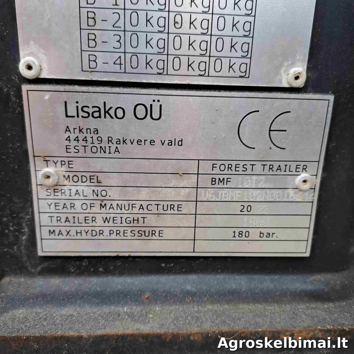 Miško priekaba BMF 720 - Miškininkystė nuotrauka 7