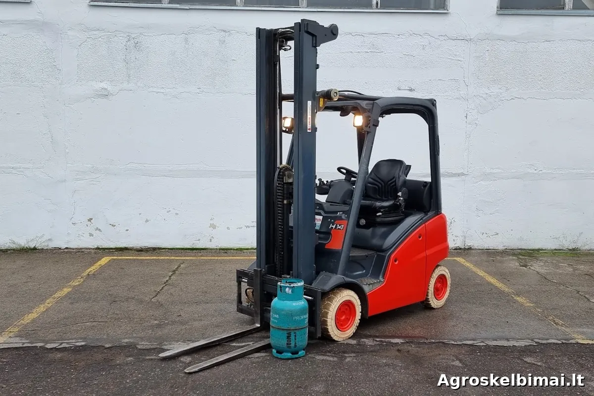 Naudotas dujinis šakinis krautuvas LINDE H14T – 2009 m., paruoštas dar - pagrindinė nuotrauka