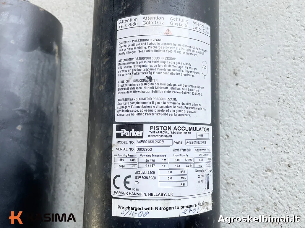 Parduodamas „Parker“ stūmoklinis stabdžių akumuliatorius - Statybinė technika nuotrauka 5