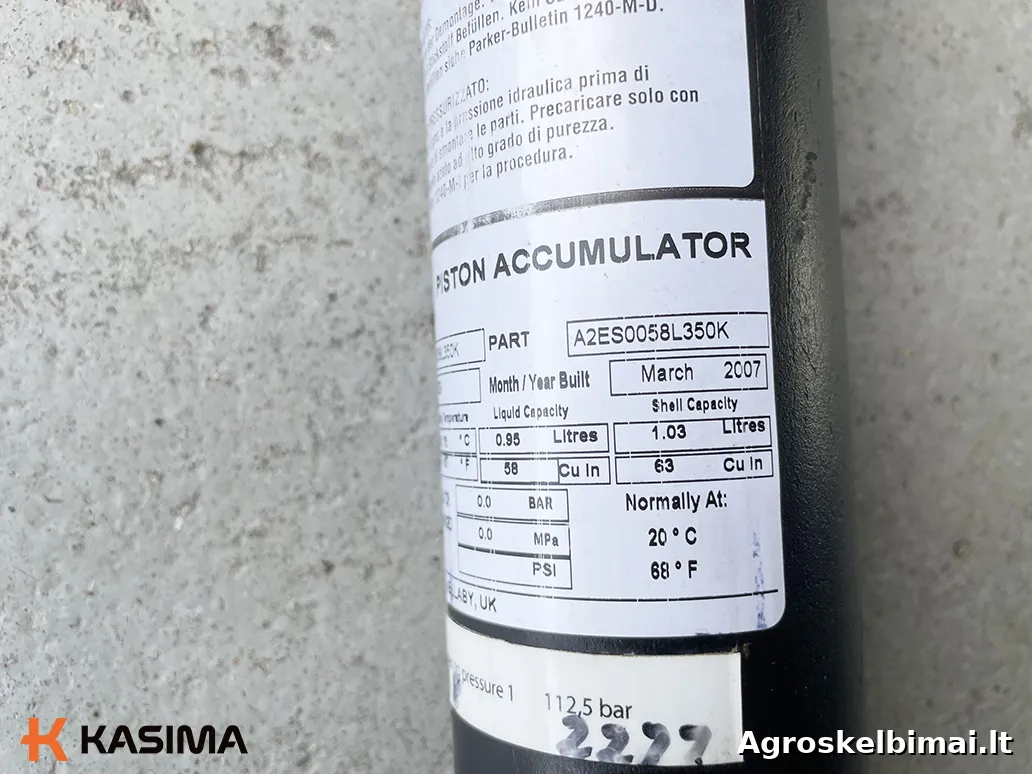 Parduodamas „Parker“ stūmoklinis stabdžių akumuliatorius - Statybinė technika nuotrauka 5