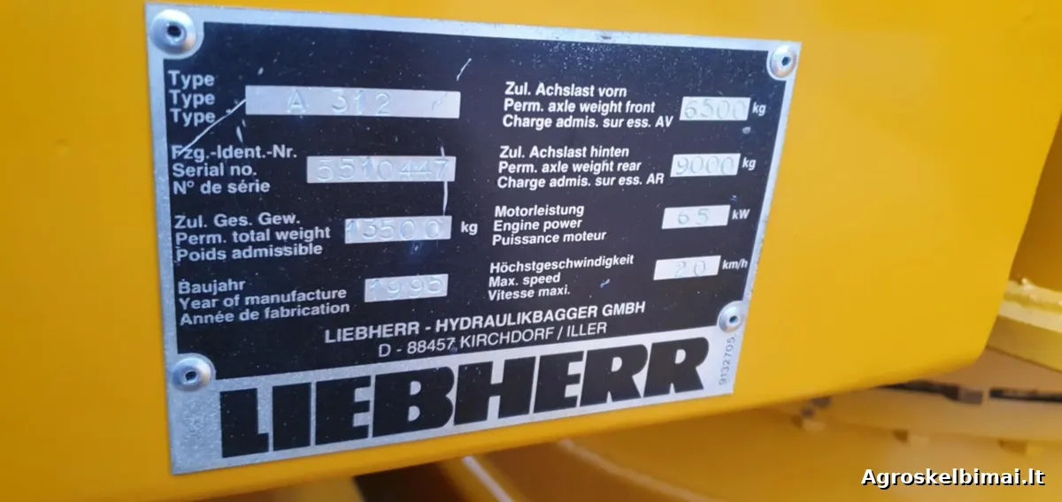 parduodamas RATINIS EKSKAVATORIUS LIEBHERR A312 - Statybinė technika nuotrauka 6