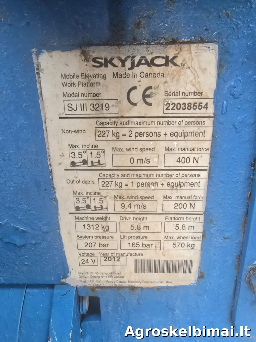 Parduodamas ŽIRKLINIS KELTUVAS SKYJACK SJ3219 - Statybinė technika nuotrauka 6