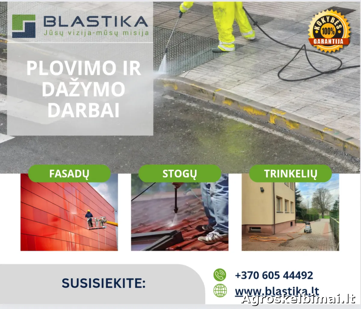 Plovimas aukštu slėgiu – įvairių paviršių valymas
