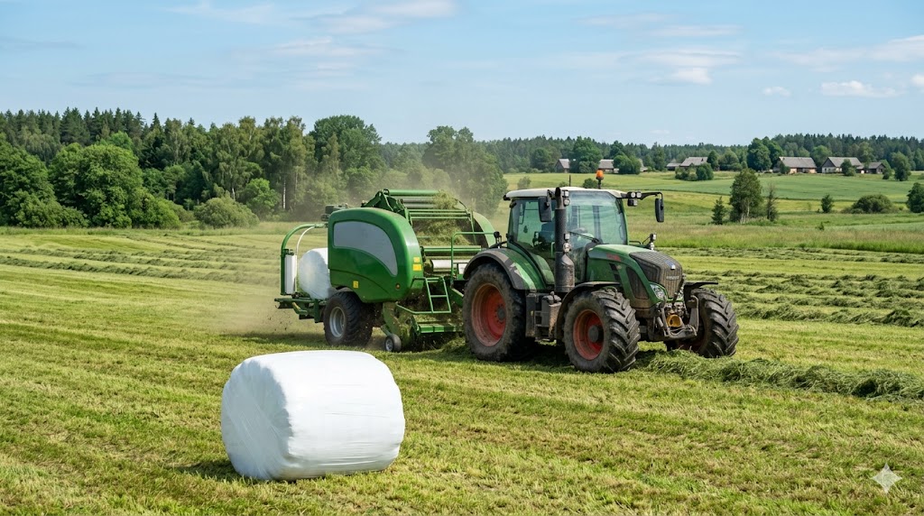 Rulonų presai šienainio gamybai: mechanizmų palyginimas