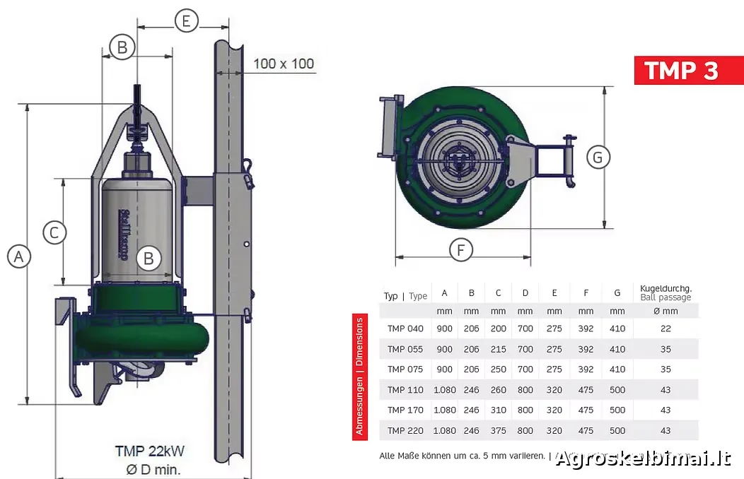 Skysto mėšlo siurblys su panardinamu varikliu TMPF3 - nuotrauka 2