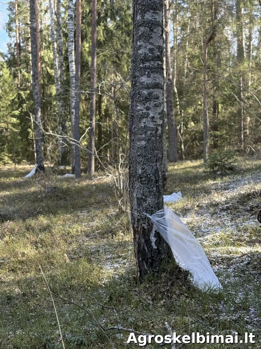 Superkame beržų sulos žaliavą.  - pagrindinė nuotrauka