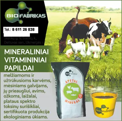 Kombinuoti pašarai, mineraliniai bei baltyminiai papildai galvijams