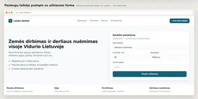 Tinklalapių kūrimas žemės ūkio verslui - Paslaugos