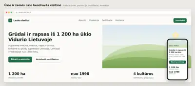 Tinklalapių kūrimas žemės ūkio verslui - Paslaugos