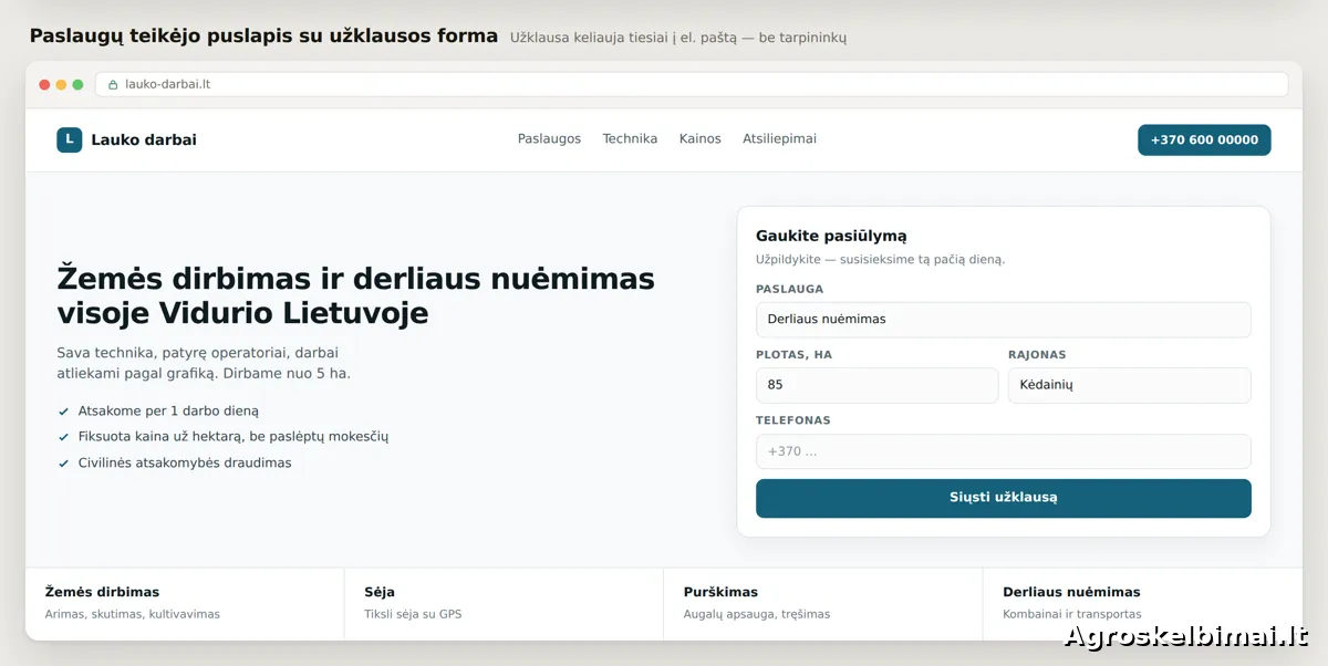 Tinklalapių kūrimas žemės ūkio verslui - Paslaugos, Visa Lietuva