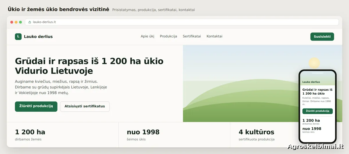 Tinklalapių kūrimas žemės ūkio verslui - Paslaugos nuotrauka 4