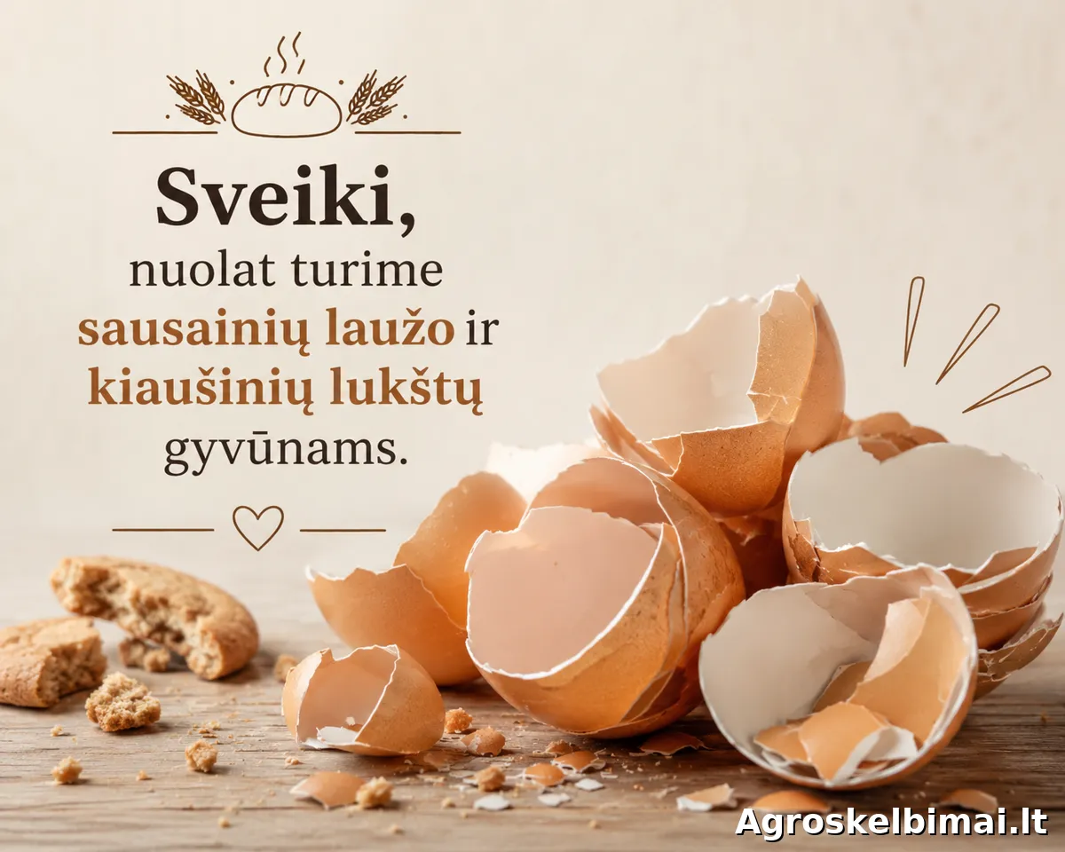 Turime sausainių ir kiaušinių lukštų gyvūnams - kepykla - Gyvulininkystė, Vilnius