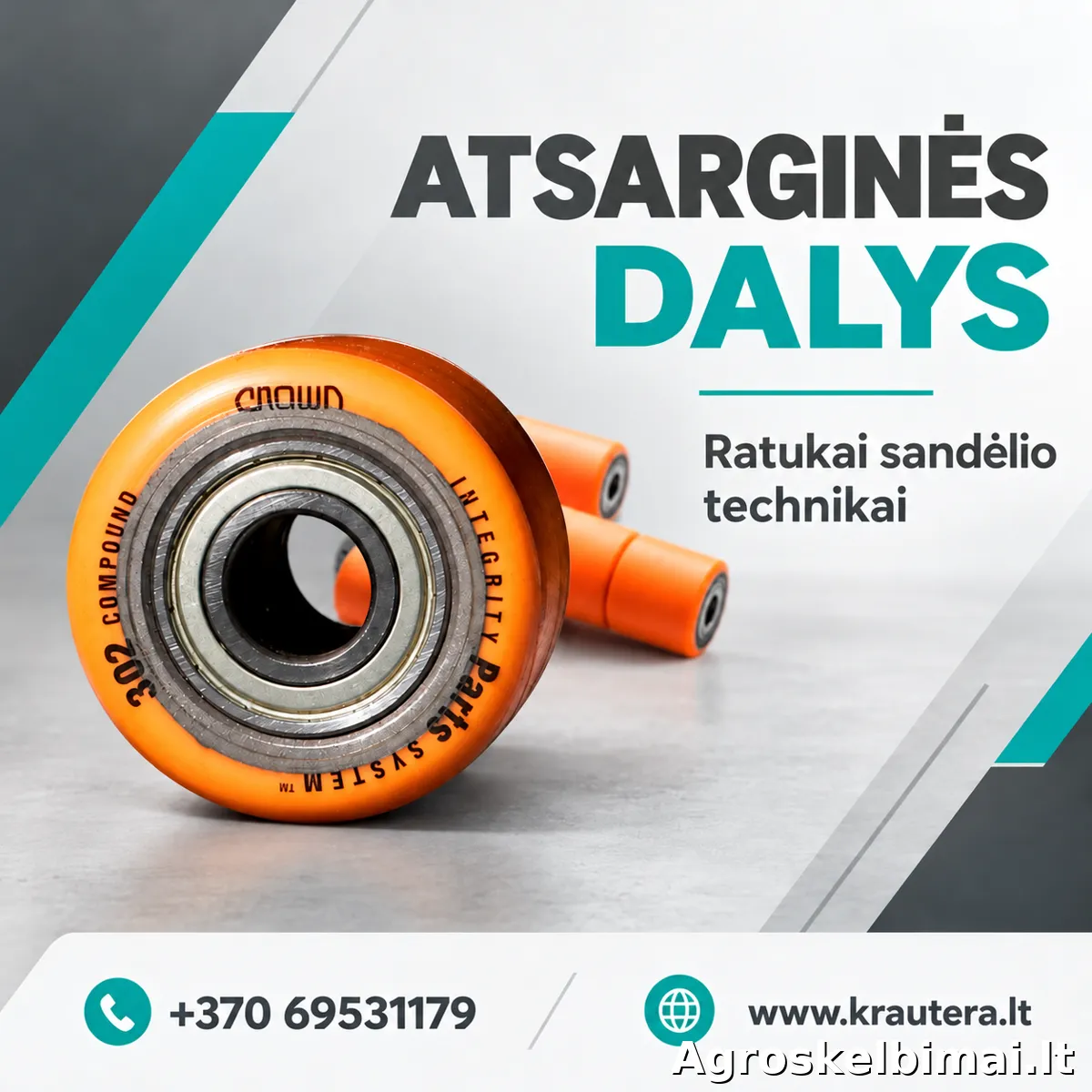 Varomieji ir atraminiai ratukai krautuvams ir krovos technikai